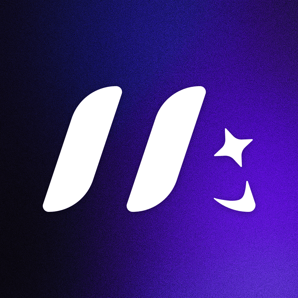 Mystic studio mark on the brand's violet gradient